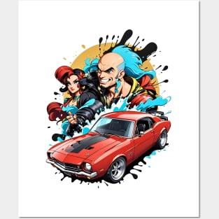 Cyberpunk Squad retro vintage muscle car poster design Posters and Art